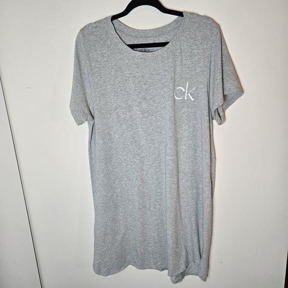 Calvin Klein T-Shirt Sleepwear Lounge XL‎ Gray Short Sleeve Nightgown Minimalist - Picture 1 of 6